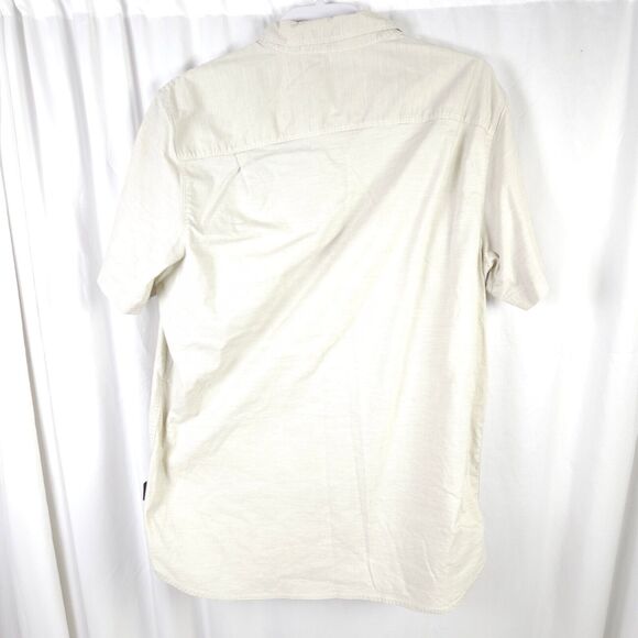 The North Face Mens Large White Striped Short Sleeve Button Down Shirt - Picture 2 of 10